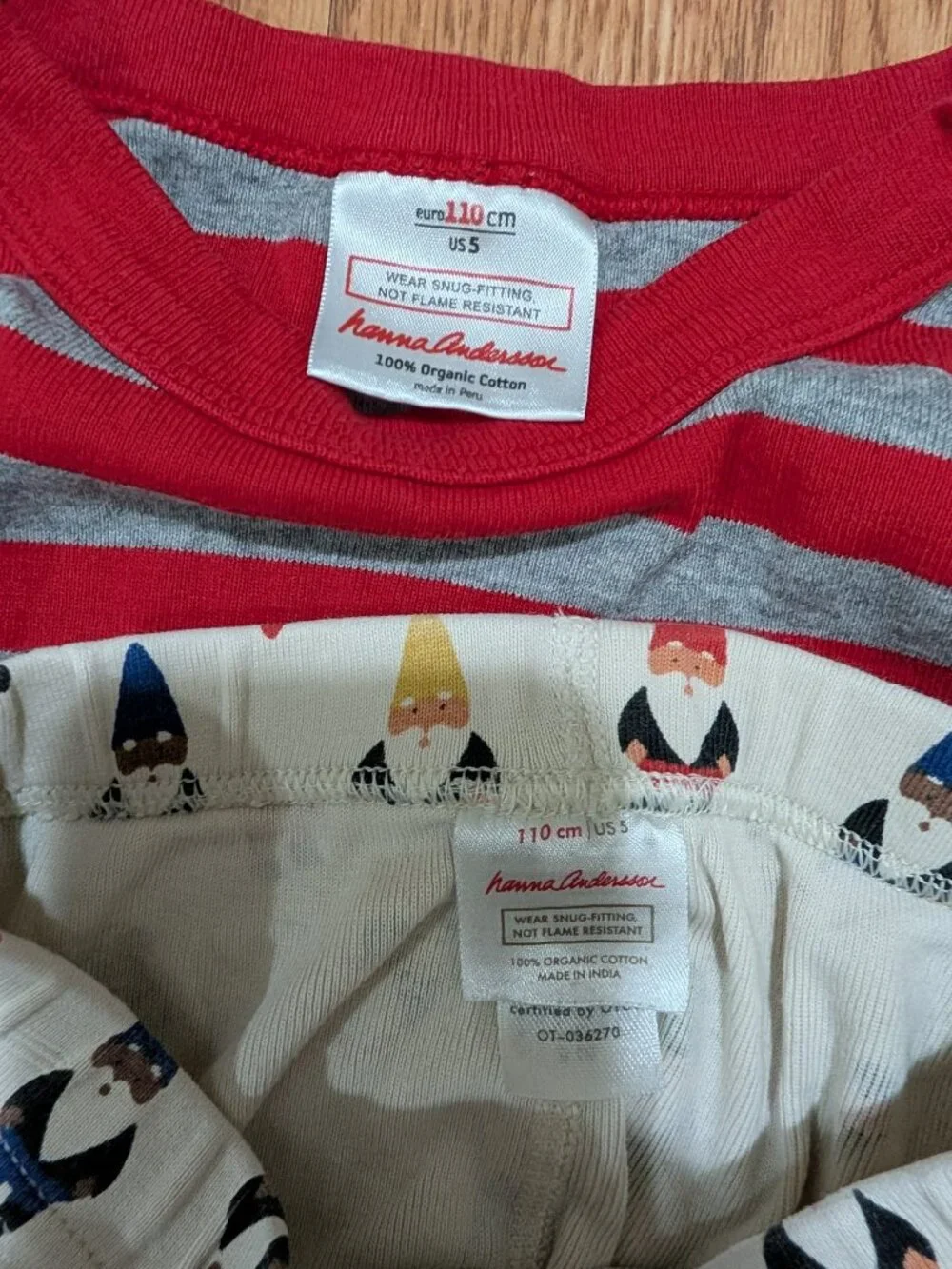 Hanna Andersson Long John Pajamas Gnomes Stripes 110 5 Organic Cotton